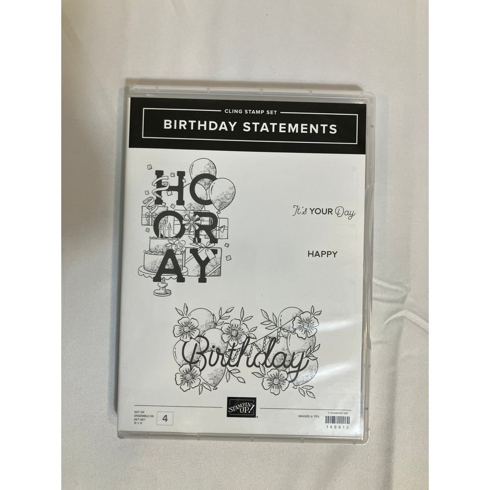 Stampin Up‎ Birthday Statements Cling Stamp Set "It's Your Day" Happy Birthday